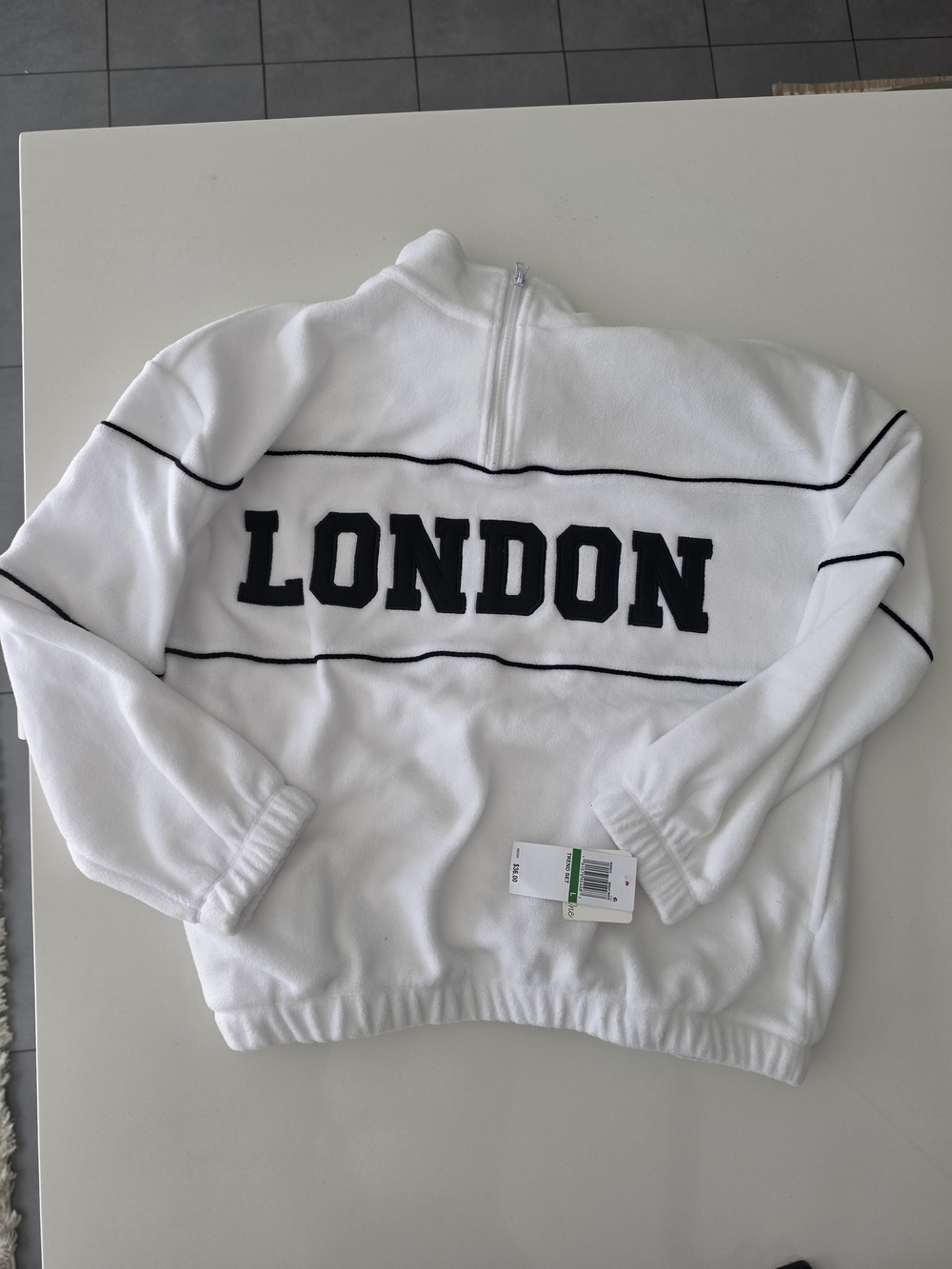 White 'LONDON' Half-Zip Pullover NWT!